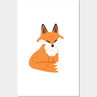 Cute Fox Sitting Posters and Art